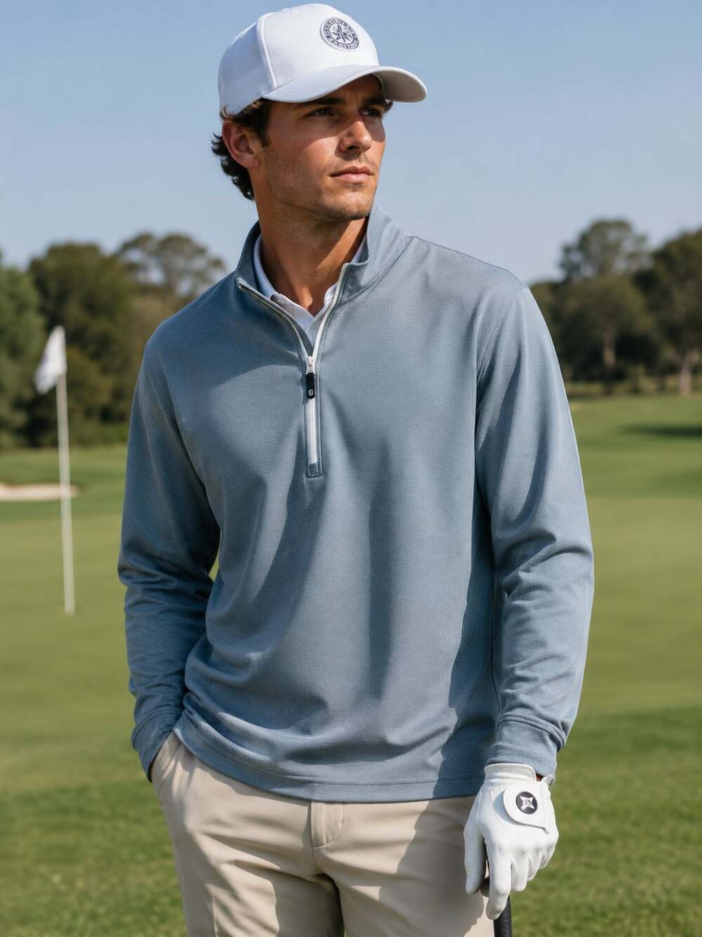 FootJoy ThermoSeries Quarter Zip Pullover Large Blue Golf Performance Layer